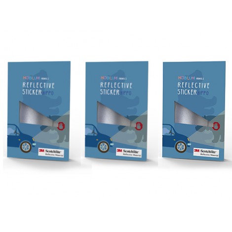 3 szt.- Odblaskowe Naklejki 3M HIPOPOTAM,zest.3szt