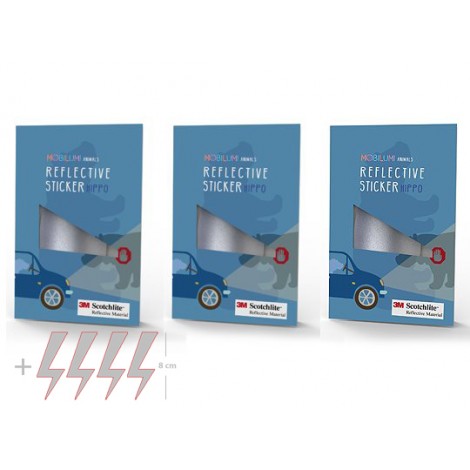 3 szt.- Odblaskowe Naklejki 3M HIPOPOTAM,zest.3szt