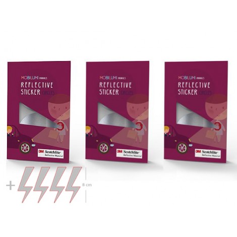 3 szt.- Odblaskowe Naklejki 3M KÓŁKA, zestaw 3 szt