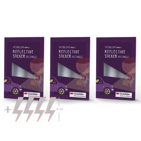 3 szt.- Odblaskowe Naklejki 3M PROSTOKĄT, zest.3sz