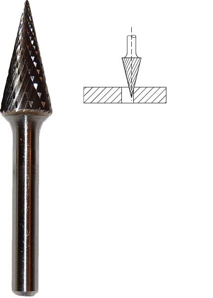 Frez M stożkowy Fi 12 x 25 x 6 węglik